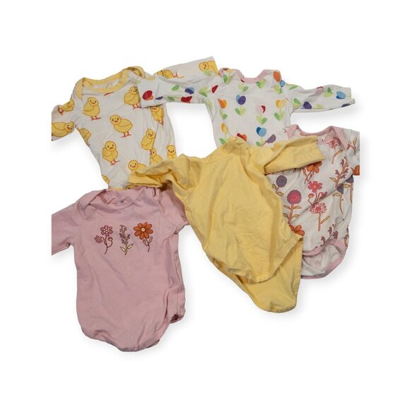 Monica & Andy Baby Bodysuit Bundle 0-3 Months With Duck & Floral Prints - Picture 7 of 12